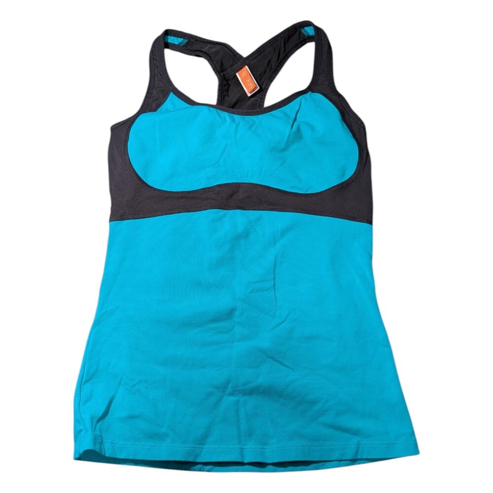 Lucy Size S Athletic Wear Tank Top Open Back Teal Black Color
